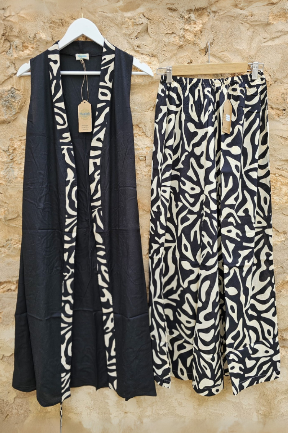 NSET-56 SET LONG BORDER KIMONO+ LILI TROUSER