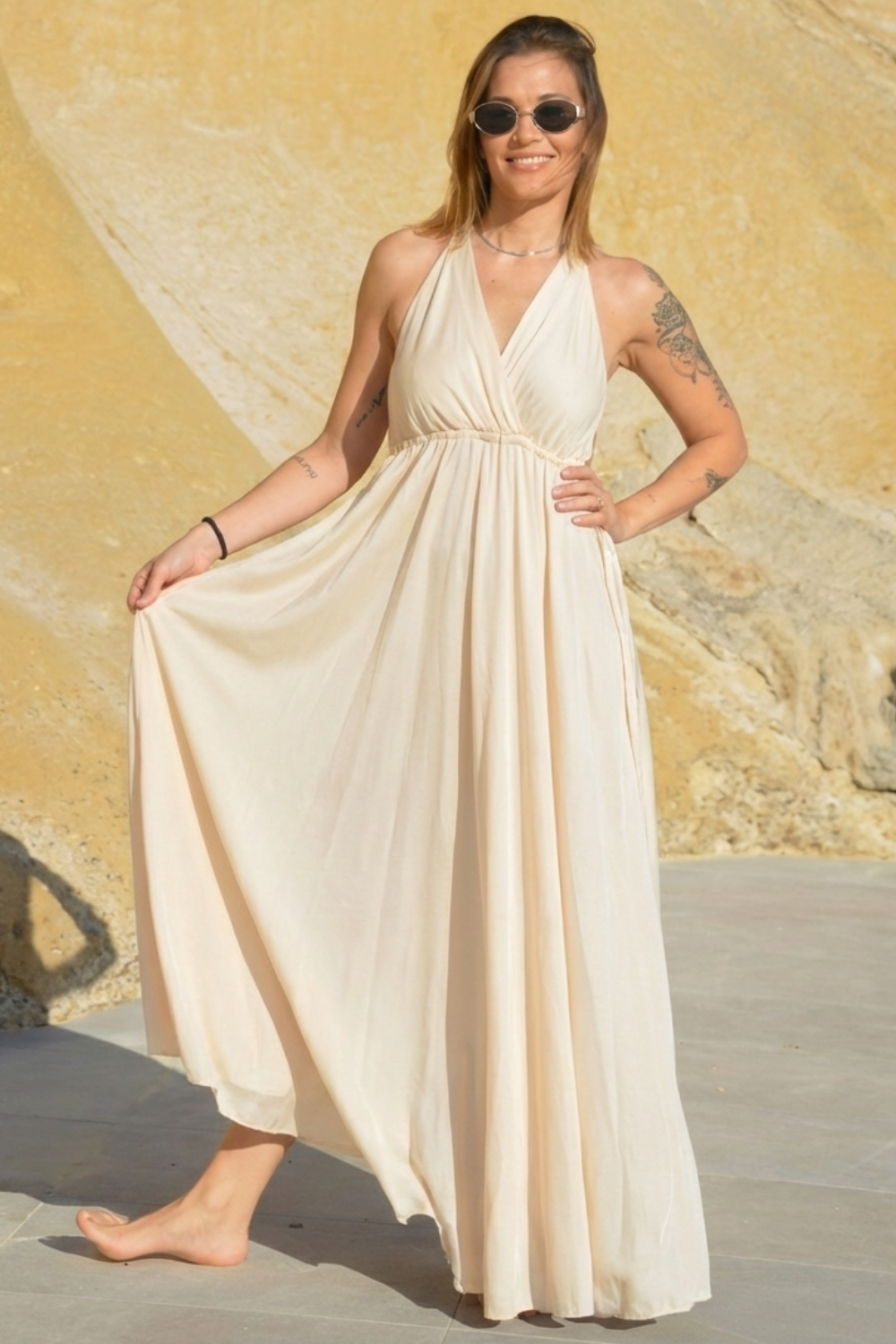 VESTIDO LAZO BEIGE