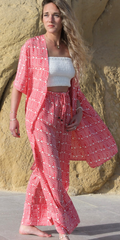 KS-85-763 KIMONO + TROUSER SEDA FRÍA ROSA